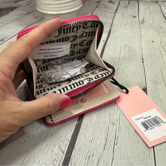 NWT Juicy Couture Pink flash love mode Heart Embellished small zip around Wallet - Picture 6 of 8